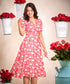 Vneck Chiffon Printed Vintage Dress